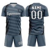 Custom Grey Stripes Team Soccer Jersey Uniform Set